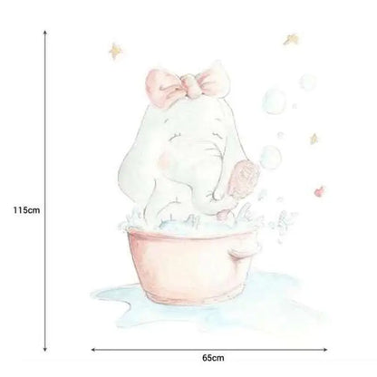 Vinilo Decorativo Infantil ELEFANTA AL BAÑO - Sueños de Cigueña