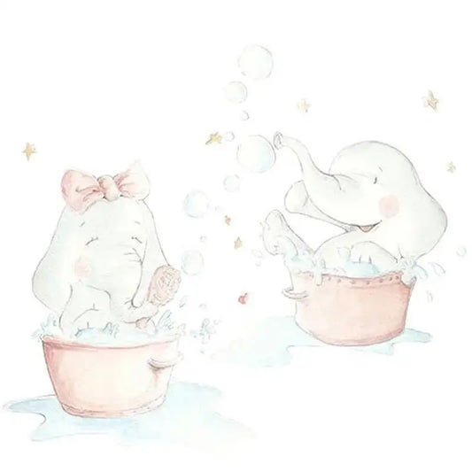 Vinilo Decorativo Infantil ELEFANTITOS AL BAÑO - Sueños de Cigueña