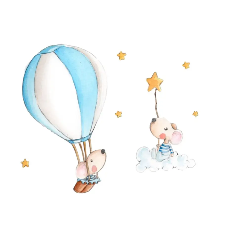 Vinilo Decorativo Infantil EN GLOBO A LAS ESTRELLAS - Sueños de Cigueña