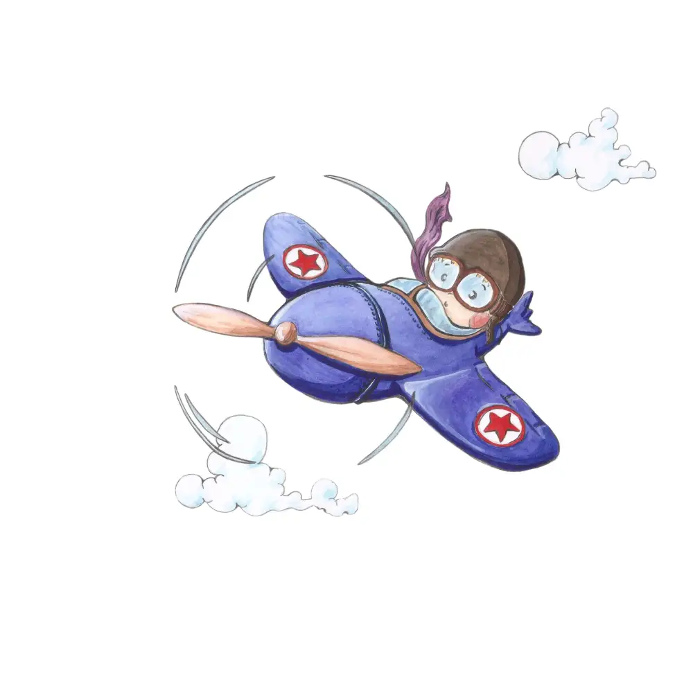 Vinilo Decorativo Infantil NIKKO EL AVIADOR - Sueños de Cigueña