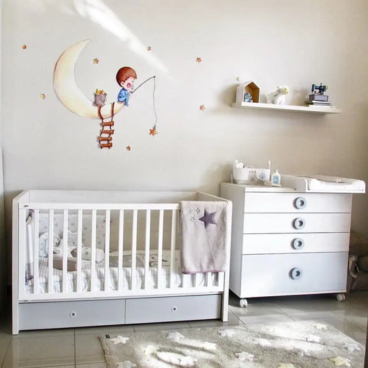 Vinilo Decorativo Infantil PESCANDO EN LA LUNA - Sueños de Cigueña