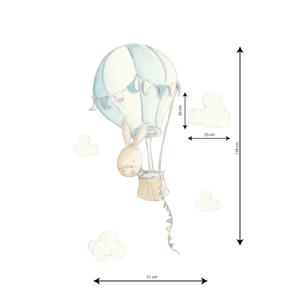 Vinilo Decorativo Infantil RABBIT IN BALLOON - Sueños de Cigueña