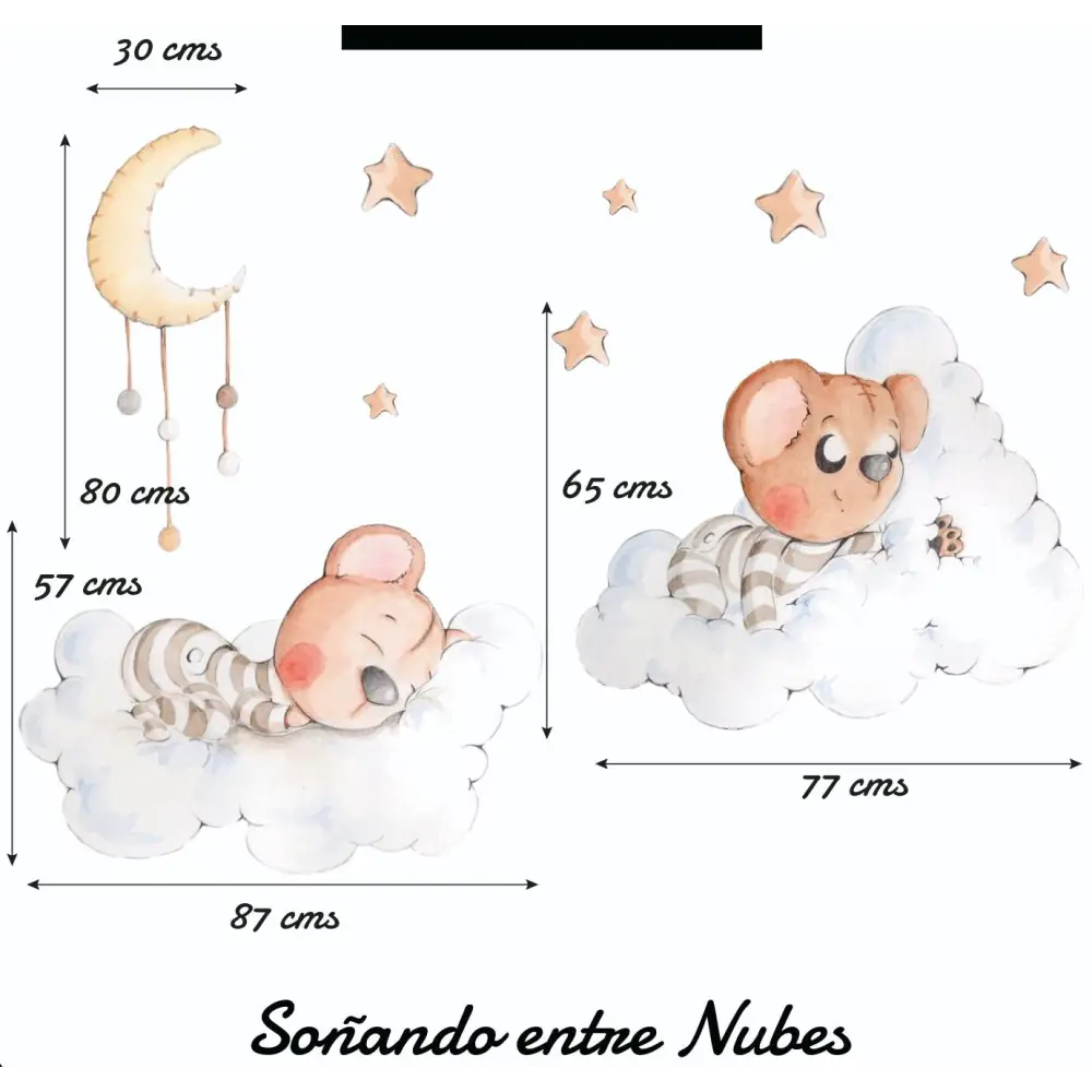 Vinilo Decorativo Infantil SOÑANDO ENTRE NUBES - Sueños de Cigueña