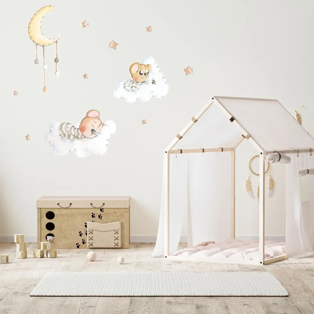 Vinilo Decorativo Infantil SOÑANDO ENTRE NUBES Vinilo Decorativo Infantil SOÑANDO ENTRE NUBES - Sueños de Cigueña