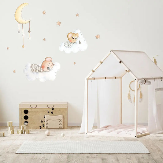Vinilo Decorativo Infantil SOÑANDO ENTRE NUBES Vinilo Decorativo Infantil SOÑANDO ENTRE NUBES - Sueños de Cigueña