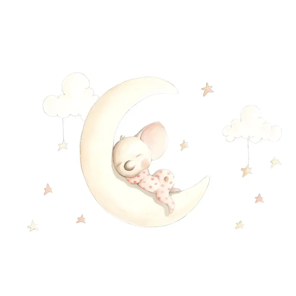 Vinilo Decorativo Infantil SUEÑOS EN LA LUNA - Sueños de Cigueña