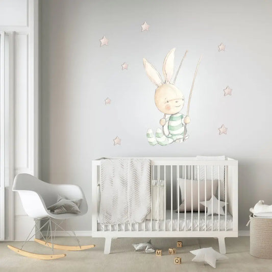 Vinilo Decorativo Infantil SWING RABBIT - Sueños de Cigueña 