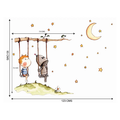 Vinilo Decorativo Infantil UN COLUMPIO, UN MUNDO - Sueños de Cigueña