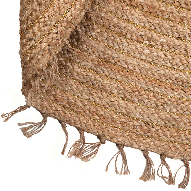round jute rug with fringes